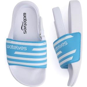 imageWateLves Toddler Boys Girls Slides Sandals for Swim Beach Kids Water Shoes Casual SlippersStriped Blue