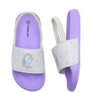 imageWateLves Toddler Boys Girls Slides Sandals for Swim Beach Kids Water Shoes Casual SlippersUnicornPurple