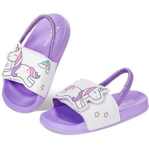 imageWateLves Toddler Boys Girls Slides Sandals for Swim Beach Kids Water Shoes Casual SlippersVelcroUnicorn