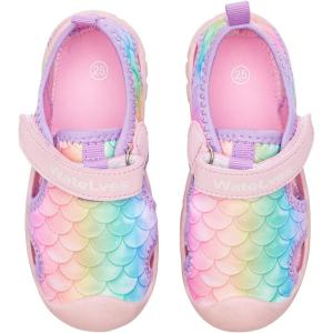 imageWateLves Kids Boys Girls Summer Outdoor Sandals for Adjustable Strap Open Toe Outdoor Beach Shoes Fishscale Pink 29