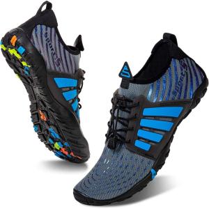 imageWateLves Water Shoes Mens Womens Beach Swim Shoes QuickDry Aqua Socks Pool Shoes for Surf Yoga Water AerobicsBBlue Gray