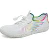 imageWateLves Water Shoes Mens Womens Barefoot Beach Swim Shoes QuickDry Aqua Socks Pool Shoes for Surf Yoga Water AerobicsMesh White