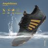 imageWateLves Water Shoes Mens Womens Beach Swim Shoes QuickDry Aqua Socks Pool Shoes for Surf Yoga Water AerobicsDBlack Gray