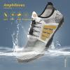 imageWateLves Water Shoes Mens Womens Beach Swim Shoes QuickDry Aqua Socks Pool Shoes for Surf Yoga Water AerobicsDWhite Gray
