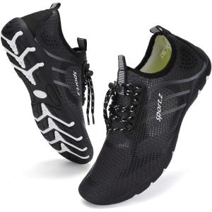 imageWateLves Water Shoes Mens Womens Barefoot Beach Swim Shoes QuickDry Aqua Socks Pool Shoes for Surf Yoga Water AerobicsFluorescent Black