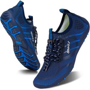 imageWateLves Water Shoes Mens Womens Barefoot Beach Swim Shoes QuickDry Aqua Socks Pool Shoes for Surf Yoga Water AerobicsFluorescent Royal Blue