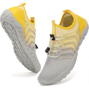 imageWateLves Water Shoes Mens Womens Barefoot Beach Swim Shoes QuickDry Aqua Socks Pool Shoes for Surf Yoga Water AerobicsGradient Gray Yellow