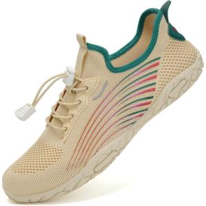 imageWateLves Water Shoes Mens Womens Barefoot Beach Swim Shoes QuickDry Aqua Socks Pool Shoes for Surf Yoga Water AerobicsMesh Brown