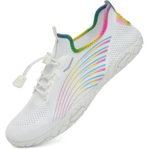 imageWateLves Water Shoes Mens Womens Barefoot Beach Swim Shoes QuickDry Aqua Socks Pool Shoes for Surf Yoga Water AerobicsMesh White