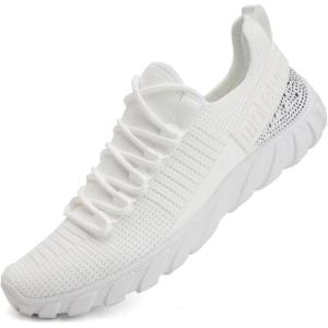 imageWateLves Water Shoes Mens Womens Barefoot Beach Swim Shoes QuickDry Aqua Socks Pool Shoes for Surf Yoga Water AerobicsRhinestone White