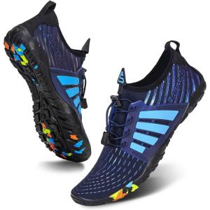 imageWateLves Water Shoes Mens Womens Beach Swim Shoes QuickDry Aqua Socks Pool Shoes for Surf Yoga Water AerobicsBDark Blue