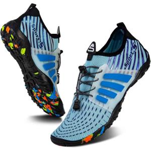 imageWateLves Water Shoes Mens Womens Beach Swim Shoes QuickDry Aqua Socks Pool Shoes for Surf Yoga Water AerobicsBLight Blue