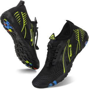imageWateLves Water Shoes Mens Womens Beach Swim Shoes QuickDry Aqua Socks Pool Shoes for Surf Yoga Water AerobicsCBlackGreen