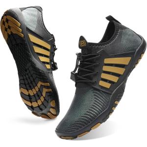 imageWateLves Water Shoes Mens Womens Beach Swim Shoes QuickDry Aqua Socks Pool Shoes for Surf Yoga Water AerobicsDBlack Gray
