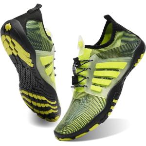 imageWateLves Water Shoes Mens Womens Beach Swim Shoes QuickDry Aqua Socks Pool Shoes for Surf Yoga Water AerobicsDFluorescent Green