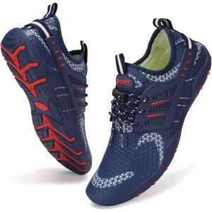 imageWateLves Water Shoes Mens Womens Beach Swim Shoes QuickDry Aqua Socks Pool Shoes for Surf Yoga Water AerobicsFNavy
