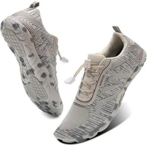 imageWateLves Water Shoes Mens Womens Beach Swim Shoes QuickDry Aqua Socks Pool Shoes for Surf Yoga Water AerobicsJKhaki Grey