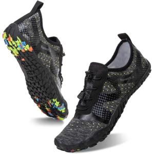 imageWater Shoes for Men Barefoot QuickDry Aqua Sock Outdoor Athletic Sport Shoes for Kayaking Boating Hiking Surfing WalkingAgreyBlack
