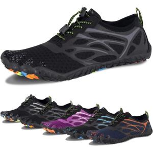 imageWater Shoes for Men Barefoot QuickDry Aqua Sock Outdoor Athletic Sport Shoes for Kayaking Boating Hiking Surfing WalkingDall Black