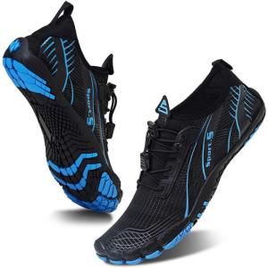 imageWater Shoes for Men Barefoot QuickDry Aqua Sock Outdoor Athletic Sport Shoes for Kayaking Boating Hiking Surfing WalkingMblackBlue