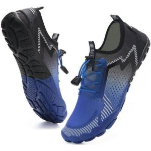 imageWater Shoes for Men Barefoot QuickDry Aqua Sock Outdoor Athletic Sport Shoes for Kayaking Boating Hiking Surfing WalkingPblackBlue