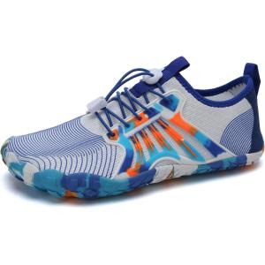 imageWater Shoes for Men Barefoot QuickDry Aqua Sock Outdoor Athletic Sport Shoes for Kayaking Boating Hiking Surfing WalkingWhiteBlue