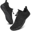 imageWateLves Water Shoes Men Women Beach Barefoot Aqua Socks Breathable Wide Swim Outdoor Walking Anti Slip Pool Shoes for Hiking Kayaking Diving SurfingAblack