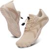 imageWateLves Water Shoes Men Women Beach Barefoot Aqua Socks Breathable Wide Swim Outdoor Walking Anti Slip Pool Shoes for Hiking Kayaking Diving SurfingBbeige
