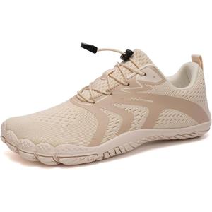 imageWateLves Water Shoes Men Women Beach Barefoot Aqua Socks Breathable Wide Swim Outdoor Walking Anti Slip Pool Shoes for Hiking Kayaking Diving SurfingBbeige