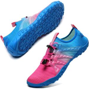 imageWateLves Wide Water Shoes Womens Mens Barefoot Beach Shoes Breathable Mesh Walking Sneakers Zero Drop Minimalist ShoesV018Blue Pink