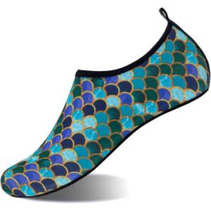 imageWateLves Womens and Mens Kids Water Shoes Barefoot QuickDry Aqua Socks for Beach Swim Surf Yoga ExerciseBlack Fishscale