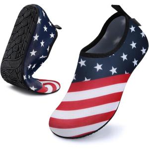 imageWateLves Womens and Mens Kids Water Shoes Barefoot QuickDry Aqua Socks for Beach Swim Surf Yoga ExerciseBlue Flag