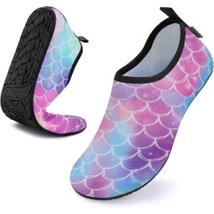 imageWateLves Womens and Mens Kids Water Shoes Barefoot QuickDry Aqua Socks for Beach Swim Surf Yoga ExerciseColorful Fishscales