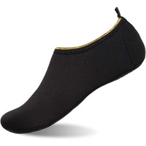 imageWateLves Womens and Mens Kids Water Shoes Barefoot QuickDry Aqua Socks for Beach Swim Surf Yoga ExerciseGold EdgeBlack
