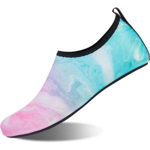 imageWateLves Womens and Mens Kids Water Shoes Barefoot QuickDry Aqua Socks for Beach Swim Surf Yoga ExercisePinkGreen