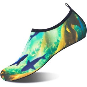 imageWateLves Womens and Mens Kids Water Shoes Barefoot QuickDry Aqua Socks for Beach Swim Surf Yoga ExerciseShark