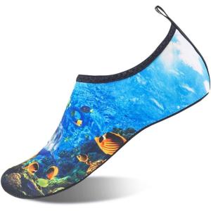 imageWateLves Womens and Mens Kids Water Shoes Barefoot QuickDry Aqua Socks for Beach Swim Surf Yoga ExerciseUndersea Shark