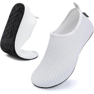 imageWateLves Womens and Mens Kids Water Shoes Barefoot QuickDry Aqua Socks for Beach Swim Surf Yoga ExerciseWhite