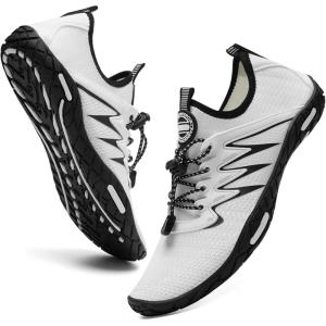 imageWater Shoes Mens Womens Beach Swim Shoes QuickDry Aqua Socks Pool Shoes for Surf Yoga Water AerobicsAWhite