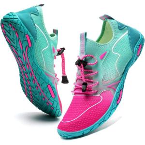 imageWater Shoes Mens Womens Beach Swim Shoes QuickDry Aqua Socks Pool Shoes for Surf Yoga Water AerobicsBRoseGreen