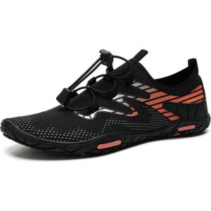 imageWater Shoes Mens Womens Beach Swim Shoes QuickDry Aqua Socks Pool Shoes for Surf Yoga Water AerobicsLblack Orange