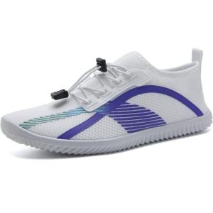 imageWater Shoes Mens Womens Beach Swim Shoes QuickDry Aqua Socks Pool Shoes for Surf Yoga Water AerobicsWhitePurple