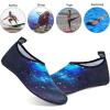 imageWateLves Water Shoes for Womens Mens Barefoot QuickDry Aqua Socks for Beach Swim Surf Yoga Exercise New Translucent Color SolesNebula Blackblue