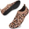 imageWateLves Womens Barefoot Water Shoes Travel House Slippers for Indoor and Outdoor Aqua Socks for Beach Swim Surf Yoga Dancing Camping Must HavesLeopardbrown