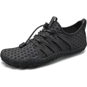 imageWateLves Barefoot Water Shoes for Men Women Wide Toe QuickDry Aqua Sock Outdoor Athletic Sport Shoes Swim Beach Pool Hiking Surfing WalkingBdark Grey