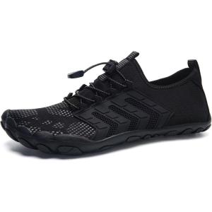 imageWateLves Barefoot Water Shoes for Men Women Wide Toe QuickDry Aqua Sock Outdoor Athletic Sport Shoes Swim Beach Pool Hiking Surfing WalkingCblack