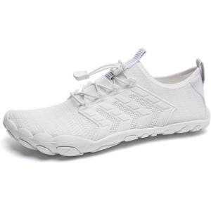 imageWateLves Barefoot Water Shoes for Men Women Wide Toe QuickDry Aqua Sock Outdoor Athletic Sport Shoes Swim Beach Pool Hiking Surfing WalkingCwhite