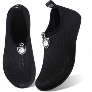 imageWateLves Water Shoes for Womens Mens Barefoot QuickDry Aqua Socks for Beach Swim Surf Yoga Exercise New Translucent Color SolesDots Black