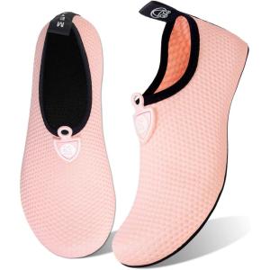 imageWateLves Water Shoes for Womens Mens Barefoot QuickDry Aqua Socks for Beach Swim Surf Yoga Exercise New Translucent Color SolesDots Naked Orange
