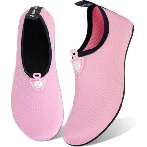 imageWateLves Water Shoes for Womens Mens Barefoot QuickDry Aqua Socks for Beach Swim Surf Yoga Exercise New Translucent Color SolesDots Pink